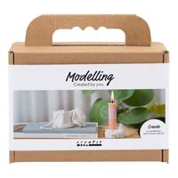 Creativ Company Mini hobbyset boetseren kandelaar met schelpen off white