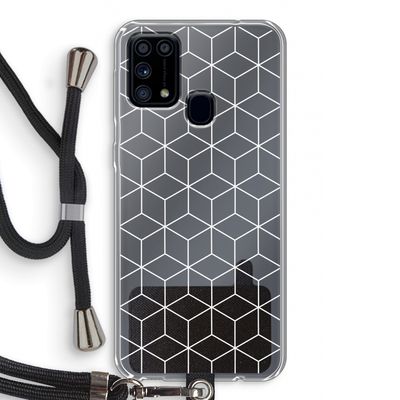 Zwart-witte kubussen: Samsung Galaxy M31 Transparant Hoesje met koord