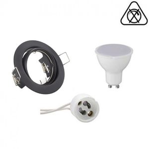 LED Spot Set - Aigi - Trion - GU10 Fitting - Inbouw Rond - Mat Zwart - 6W - Helder/Koud Wit 6400K - Kantelbaar Ø83mm