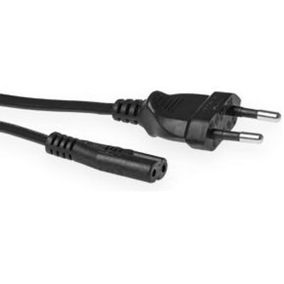 ACT Netsnoer Euro male - C7 female zwart 0,2 m