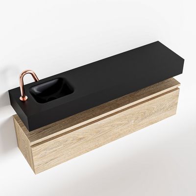 Toiletmeubel Mondiaz Andor | 120 cm | Meubelkleur Washed oak | Lex vrijhangend wastafel Urban Links | 1 kraangat