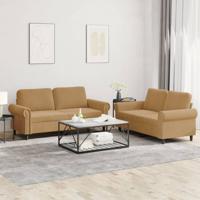 2-delige Loungeset met kussens fluweel bruin