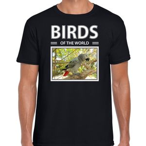 Papegaaien t-shirt met dieren foto birds of the world zwart voor heren