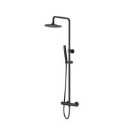 Regendouche set Aloni Rondo | Opbouw | 22 cm | Thermostaatkraan | Incl.Handdoucheset | Mat zwart