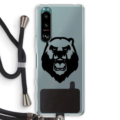 Angry Bear (black): Sony Xperia 5 III Transparant Hoesje met koord