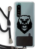Angry Bear (black): Sony Xperia 5 III Transparant Hoesje met koord