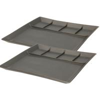 Svenska Living Vakjesbord - 4x stuks - 5-vaks - zwart - bord met vakjes - fonduebord - gourmetbord -