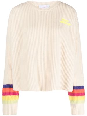 Giada Benincasa pull rayé à logo brodé - Tons neutres