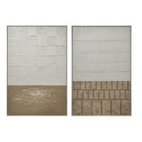 Schilderij Home ESPRIT Wit Beige Modern Scandinavisch 83 x 4 x 123 cm (2 Stuks)