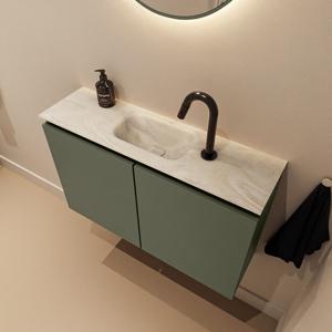 Toiletmeubel Mondiaz Ture Dlux | 80 cm | Meubelkleur Army | Eden wastafel Ostra Midden | 1 kraangat