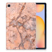 Samsung Galaxy Tab S6 Lite | S6 Lite (2022) Tablet Back Cover Marmer Oranje - thumbnail