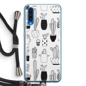 Cactusmotief: Samsung Galaxy A50 Transparant Hoesje met koord
