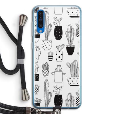 Cactusmotief: Samsung Galaxy A50 Transparant Hoesje met koord