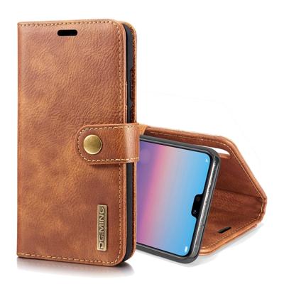 Crazy Horse textuur Flip afneembare magnetische lederen case voor Huawei P20 met houder & kaartsleuven & portemonnee (bruin)