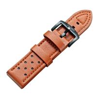CAGARNY eenvoudige Fashion horloges Band groene gesp lederen horlogebandje breedte: 24mm(Brown)