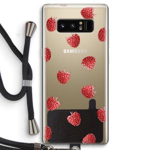 Framboosjes: Samsung Galaxy Note 8 Transparant Hoesje met koord