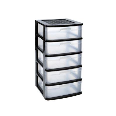 PlasticForte Ladeblok bureau organizer - 5 lades - zwart - 40x39x81cm