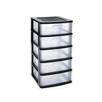 PlasticForte Ladeblok bureau organizer - 5 lades - zwart - 40x39x81cm