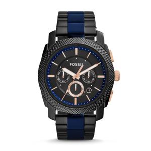 Fossil Herenhorlogein tweekleurig roestvrij staal, zwart FS5164