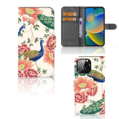 Telefoonhoesje | Met pasjeshouder | voor iPhone 14 Pro Max Pink Peacock