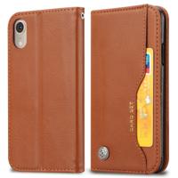 Knead huidtextuur horizontale Flip lederen case voor iPhone XR met foto frame & houder & kaartsleuven & portemonnee (bruin)