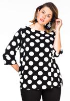 Yoek Shirt BIG DOTS | Zwart | Maat Plus