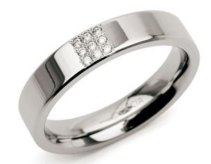 Boccia 0121-02 Ring Titanium-Diamant zilverkleurig 4,5 mm 9 * 0,045 crt Maat 50