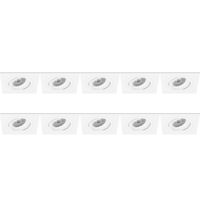 Spot Armatuur 10 Pack - Pragmi Borny Pro - GU10 Inbouwspot - Vierkant - Wit - Aluminium - Kantelbaar - 92mm
