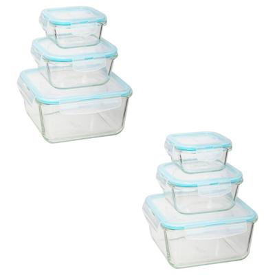 5Five Vershoudbakjes met deksel - glas - set 6x stuks - 330/800/2220 ml