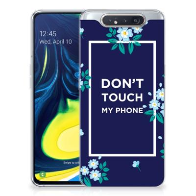 Samsung Galaxy A80 Silicone-hoesje Flowers Blue DTMP Samsung Galaxy A80 Silicone-hoesje Flowers Blue DTMP