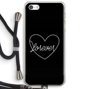 Forever heart black: iPhone 5 / 5S / SE Transparant Hoesje met koord