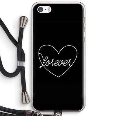 Forever heart black: iPhone 5 / 5S / SE Transparant Hoesje met koord