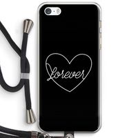 Forever heart black: iPhone 5 / 5S / SE Transparant Hoesje met koord