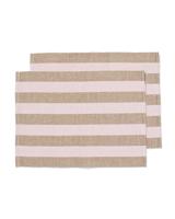 HEMA Placemats 45x35cm katoen strepen roze-wit - 2 stuks (roze)