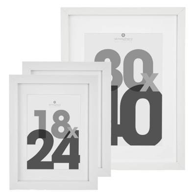 Fotolijstjes set - 1x voor 30 x 40 cm - 2x voor 18 x 24 cm - wit - modern/strak ontwerp