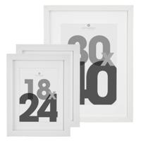 Fotolijstjes set - 1x voor 30 x 40 cm - 2x voor 18 x 24 cm - wit - modern/strak ontwerp