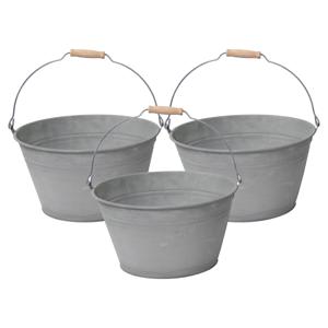 Emmer/plantenpot/bloempot - 1x - zink - grijs - D23 x H12 cm