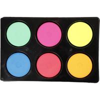 Colortime Waterverf, h: 16 mm, d 44 mm, neon kleuren, 1 doos