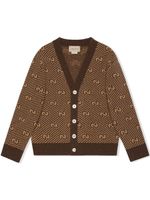 Gucci Kids cardigan en laine à rayures GG - Marron