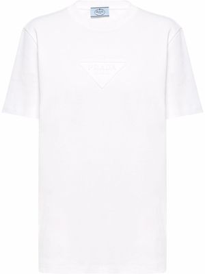 Prada t-shirt à logo triangulaire - Blanc