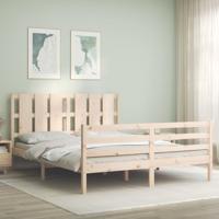 Bedframe met hoofdbord massief hout 160x200 cm