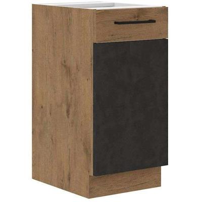 ROCK onderkast - Melamine met lancelot eiken en matera grijs decor - 1 deur - L40 x H82 cm