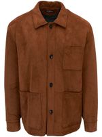 Kiton spread-collar leather jacket - Marron - thumbnail