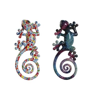 Wanddecoratie Home ESPRIT Multicolour Mozaïek Hagedis Mediterrane 8 x 4 x 20 cm (2 Stuks)