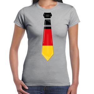 Verkleed T-shirt voor dames - stropdas Duitsland - grijs - supporter - themafeest