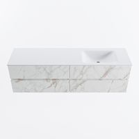 MONDIAZ VICA 170cm badmeubel onderkast Carrara 4 lades. Wastafel CLOUD rechts zonder kraangat, kleur Talc. - thumbnail
