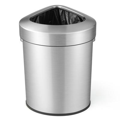 60L Roestvrijstalen Hoekafvalemmer Metalen Afvalemmer met Deksel Waaiervormige Afvalemmer met Antislipbodem voor Keuken Woonkamer
