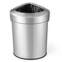 60L Roestvrijstalen Hoekafvalemmer Metalen Afvalemmer met Deksel Waaiervormige Afvalemmer met Antislipbodem voor Keuken Woonkamer