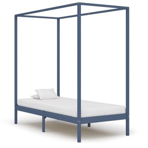 Hemelbedframe massief grenenhout grijs 90x200 cm