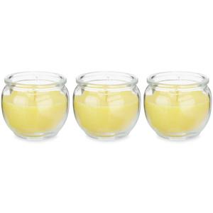 Citronella kaars in houder - 3x - glas - 20 branduren - D7.5 x H6 cm